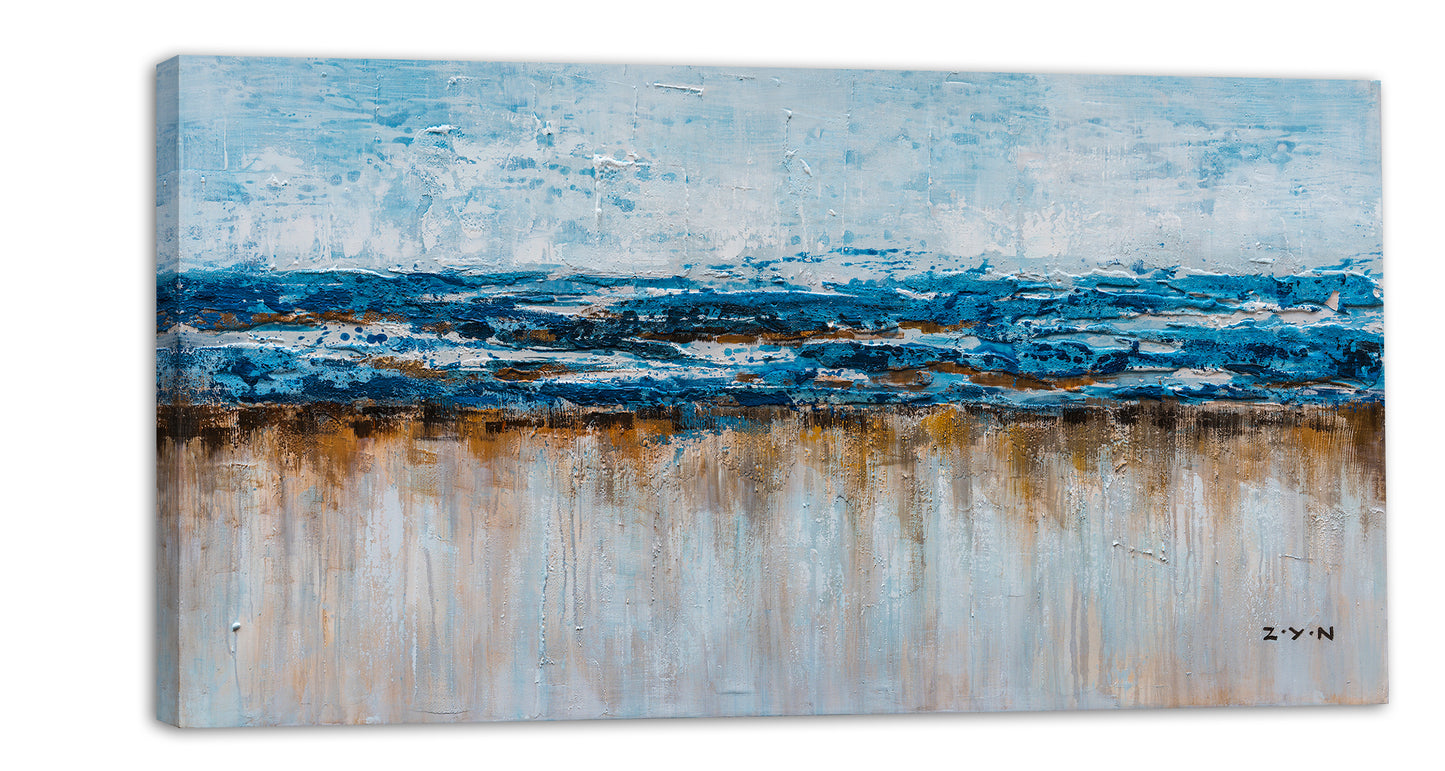"Abstract Ocean Beach" Hand Painted on Wrapped Canvas