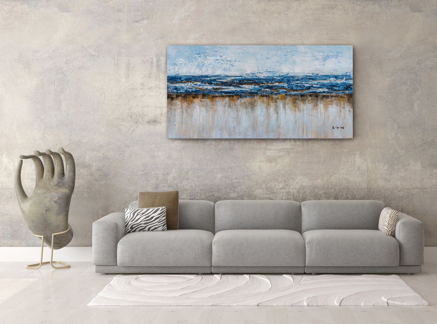 "Abstract Ocean Beach" Hand Painted on Wrapped Canvas