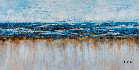 "Abstract Ocean Beach" Hand Painted on Wrapped Canvas