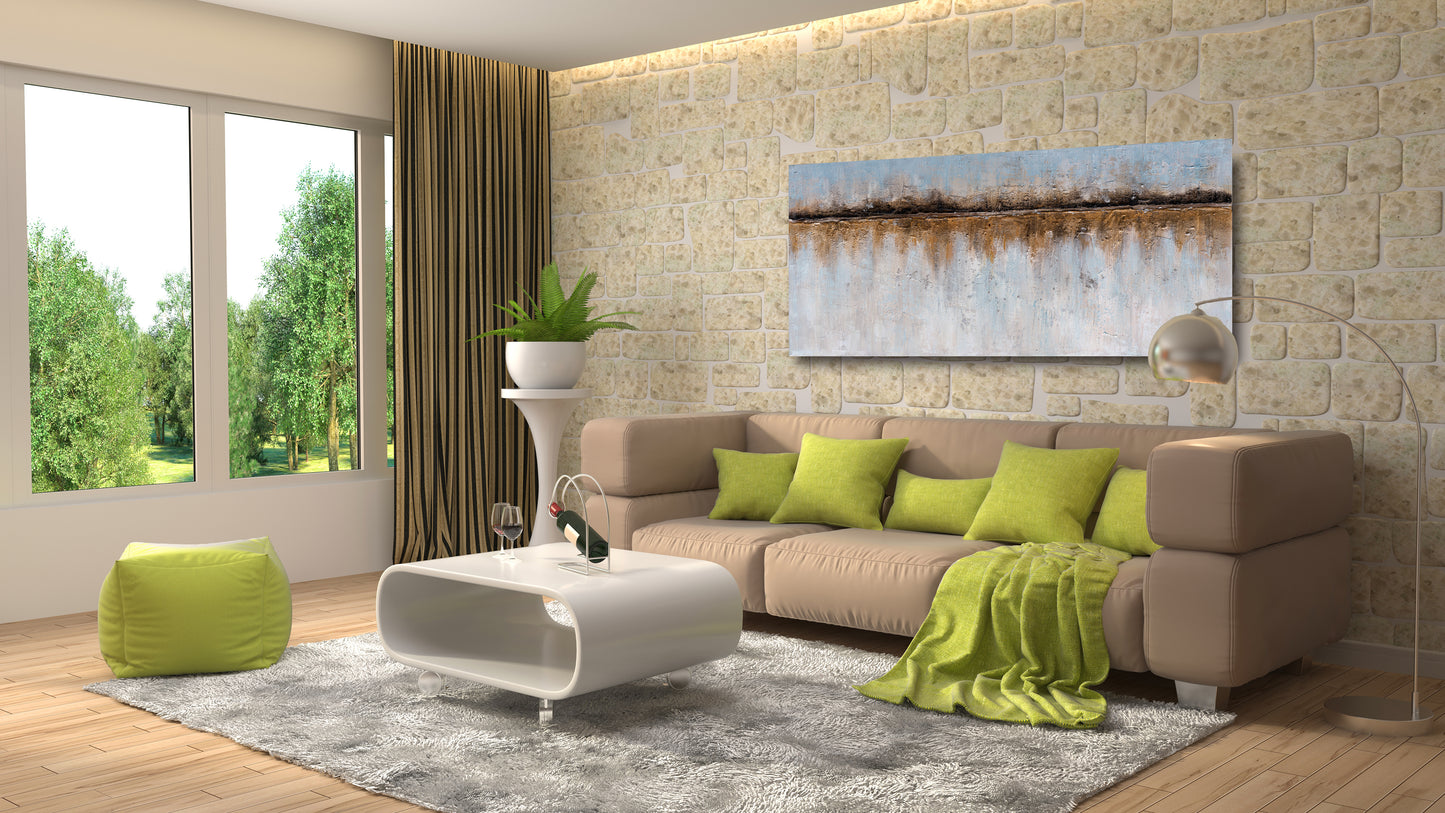 Modern Art "Abstract Earth Elements" Handmade Canvas Artwork - wrapped Canvas