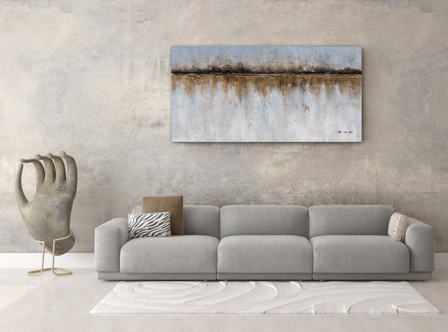 Modern Art "Abstract Earth Elements" Handmade Canvas Artwork - wrapped Canvas