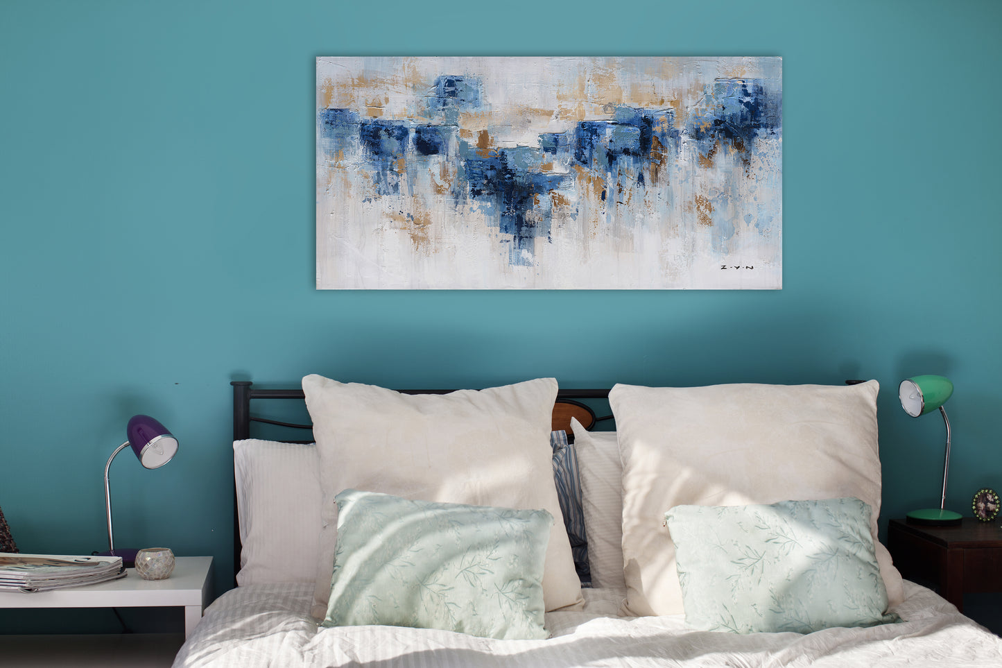 "Abstract Water and Earth" Hand Painted Canvas Artwork; Fine Art; Modern