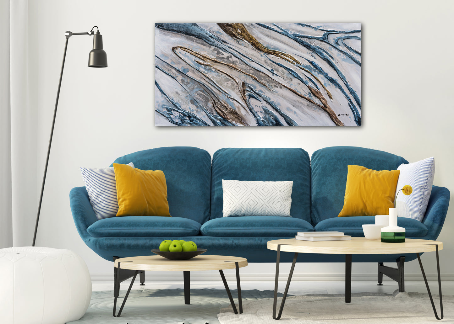 "Water Running Down The Hill Abstract" Hand Painted on Wrapped Canvas