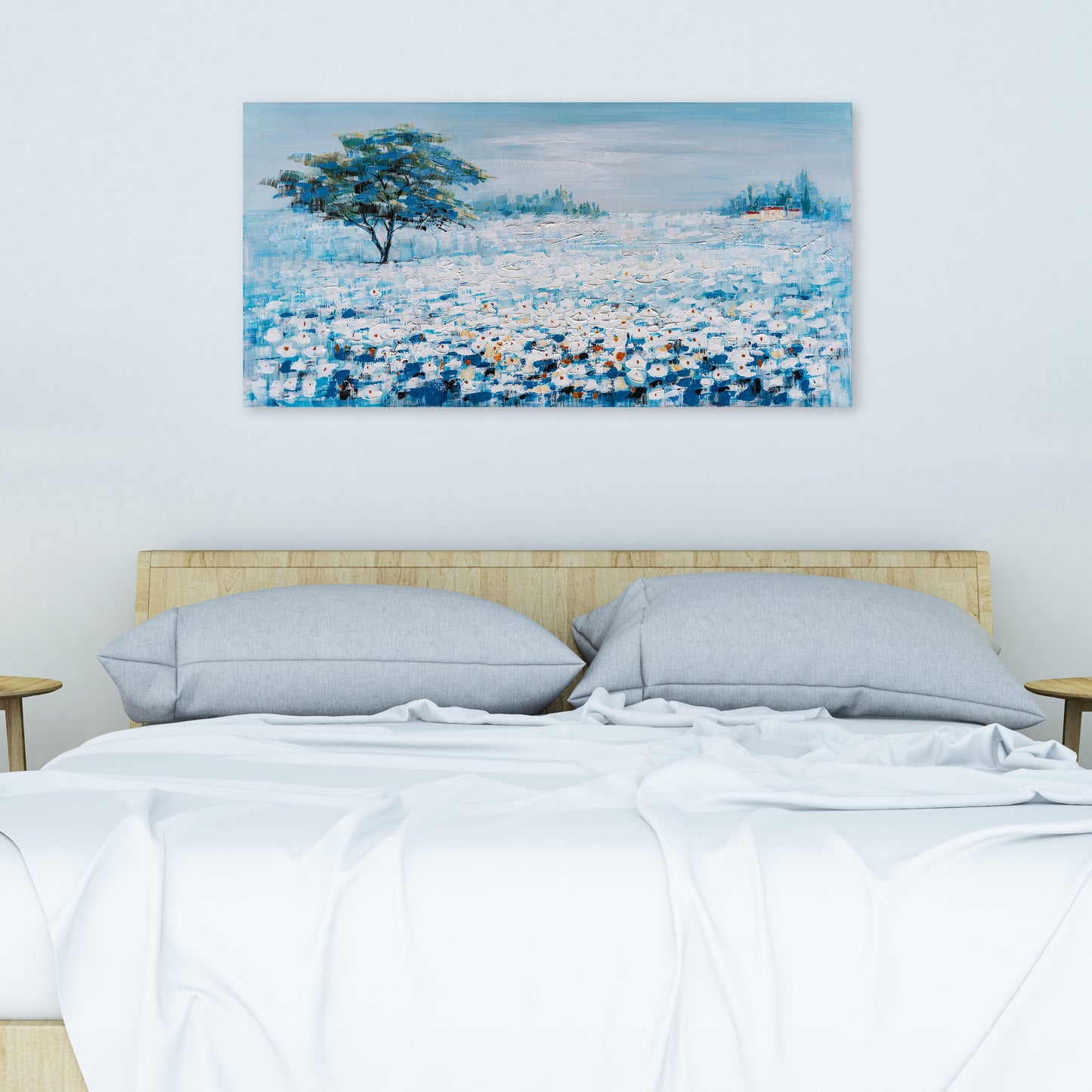 "A Blue Flower Field I" Hand Painted on Wrapped Canvas