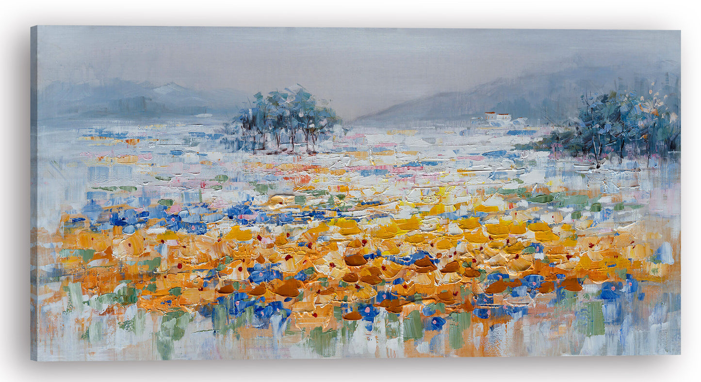 "Magical Yellow Flowers" Hand Painted on Wrapped Canvas