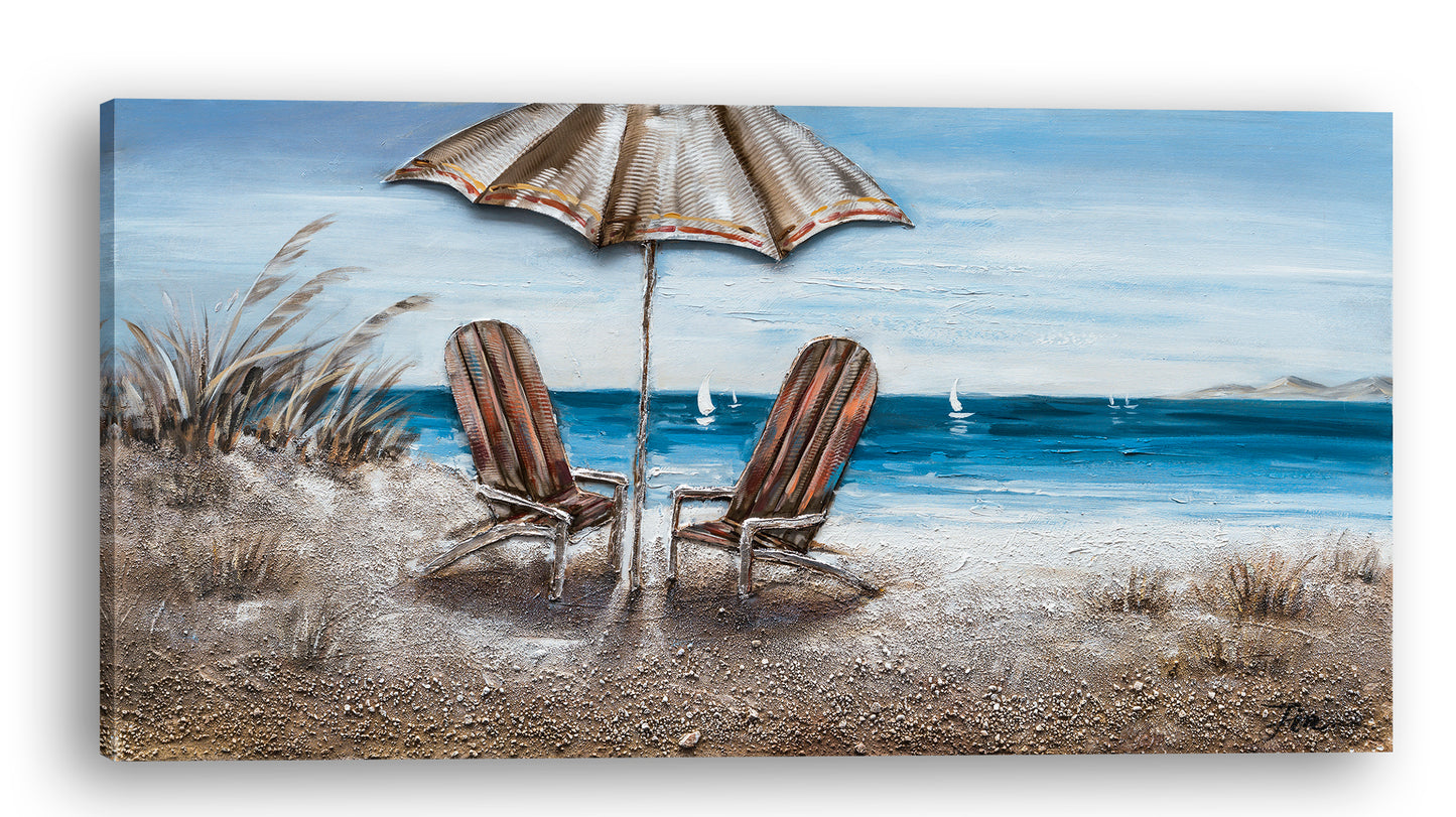 "Beach Chairs" Hand Painted on Wrapped Canvas
