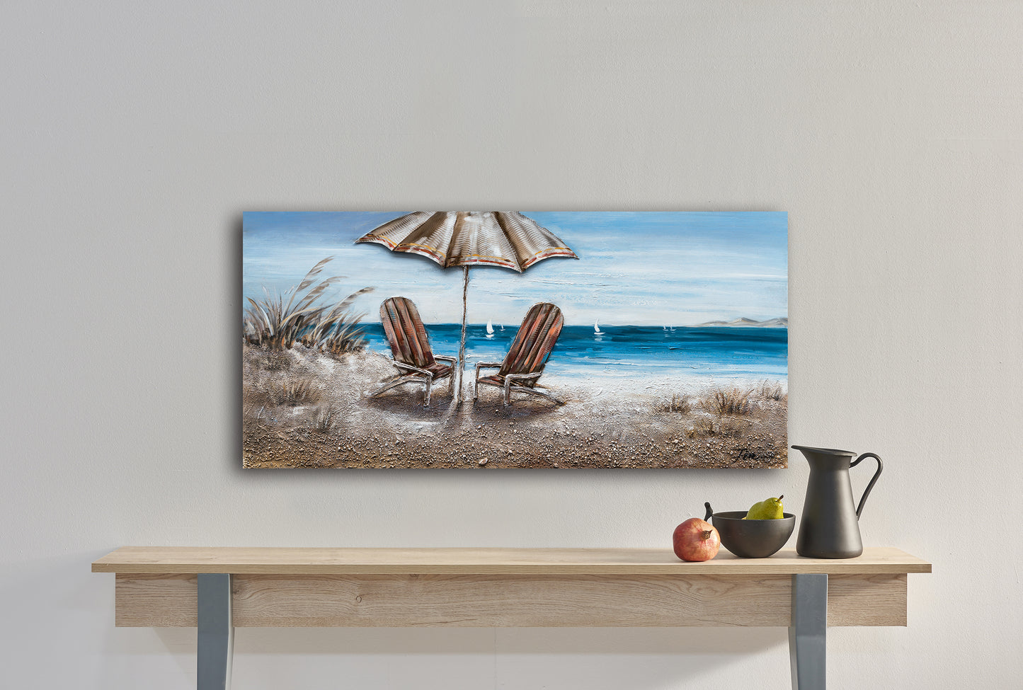 "Beach Chairs" Hand Painted on Wrapped Canvas