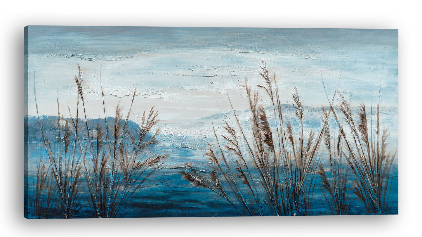 "Plants by the Water II" Hand Painted on Wrapped Canvas