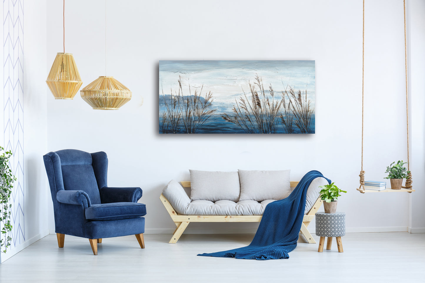 "Plants by the Water II" Hand Painted on Wrapped Canvas