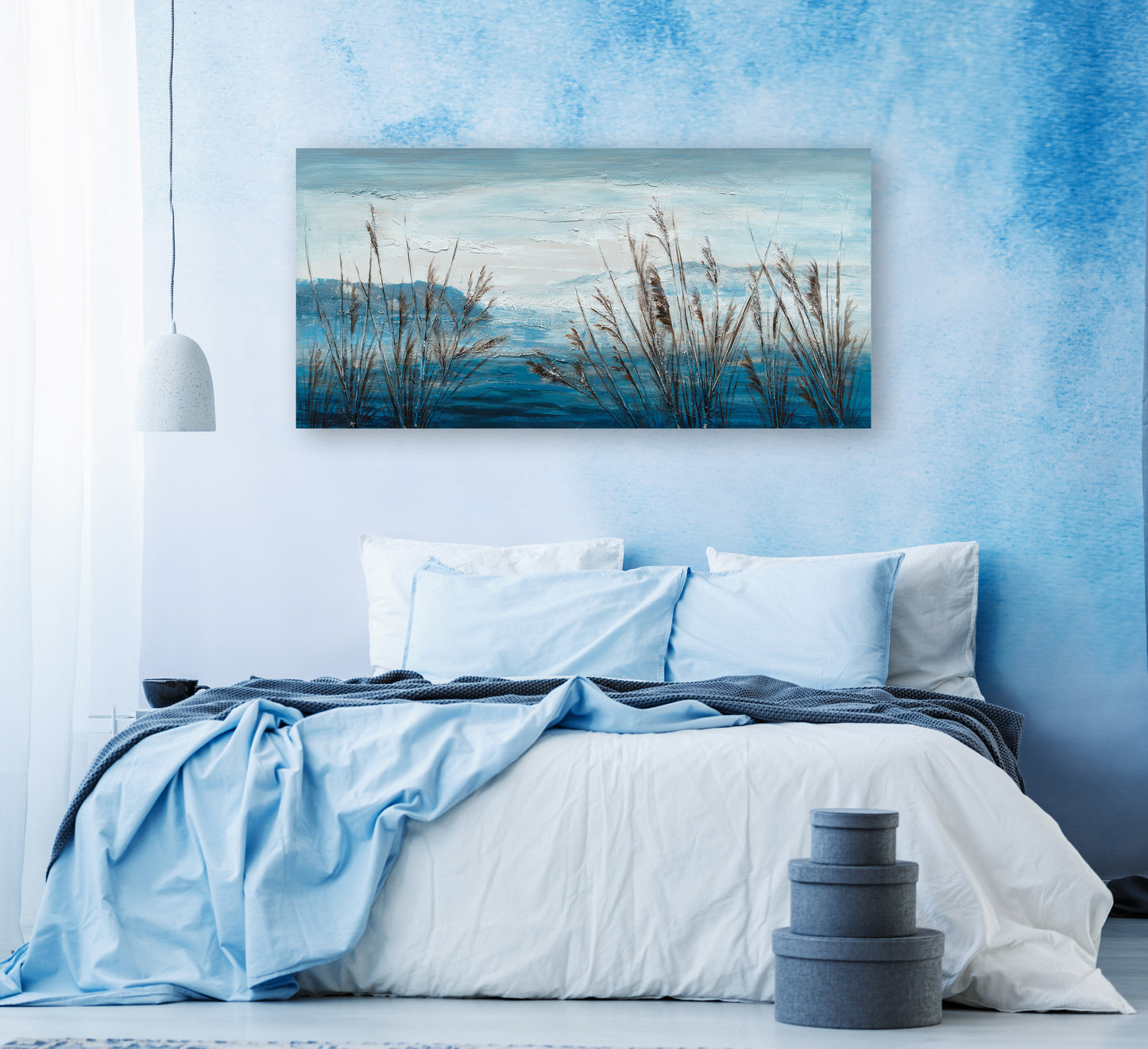 "Plants by the Water II" Hand Painted on Wrapped Canvas