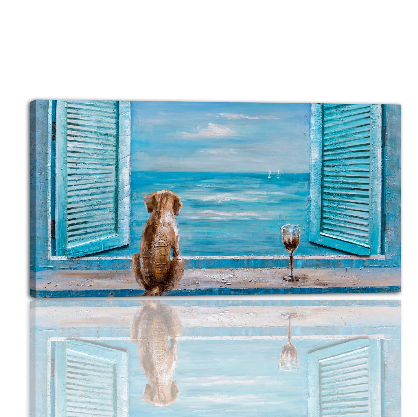 "Waiting For My Best Friend" Hand Painted on Wrapped Canvas