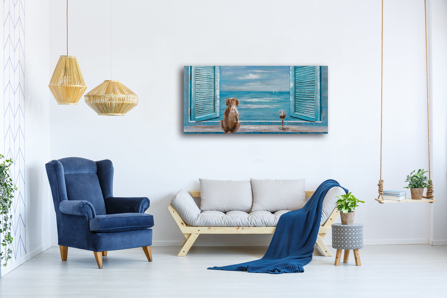 "Waiting For My Best Friend" Hand Painted on Wrapped Canvas