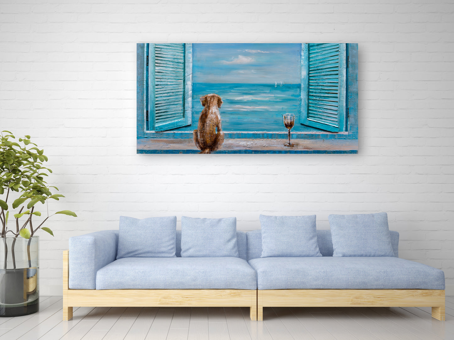 "Waiting For My Best Friend" Hand Painted on Wrapped Canvas