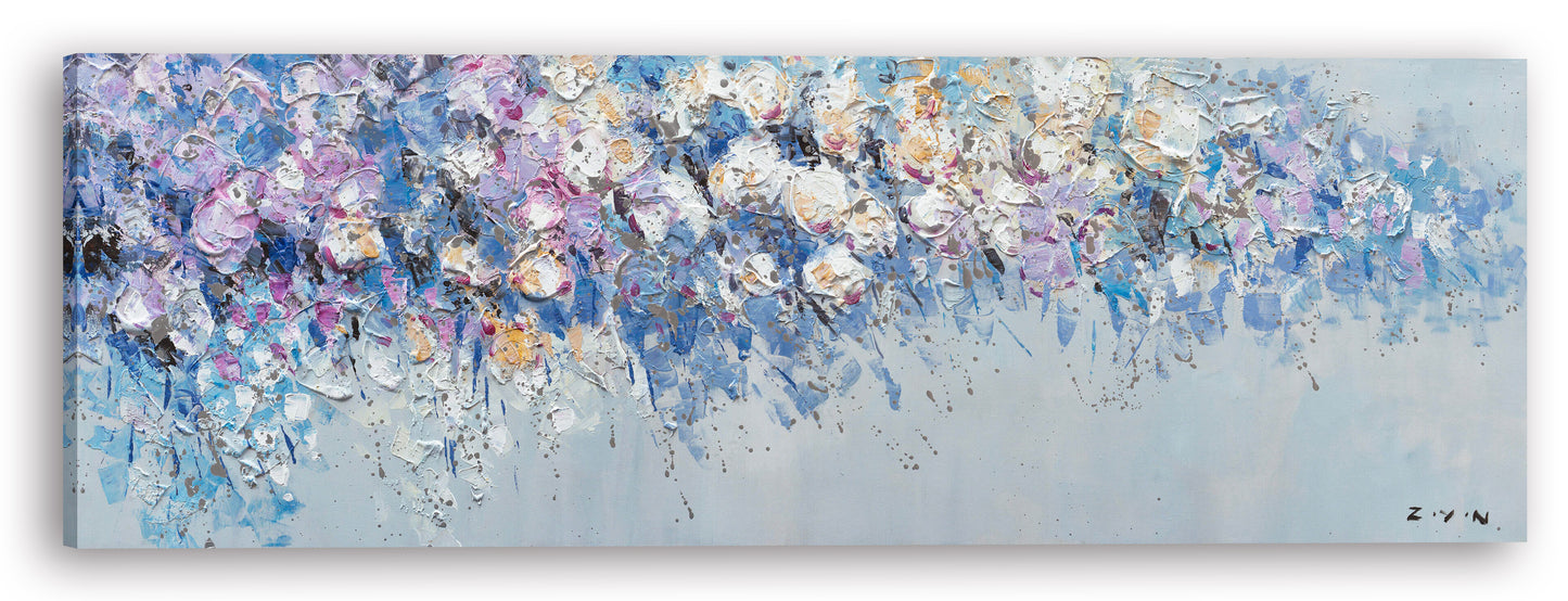 "A Rush of Blue and Purple" Hand Paint on Wrapped Canvas