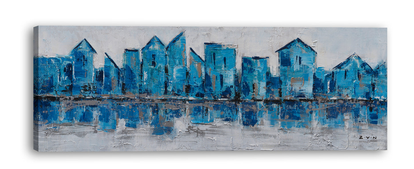 "Shades of Blue" Hand Painted on Wrapped Canvas