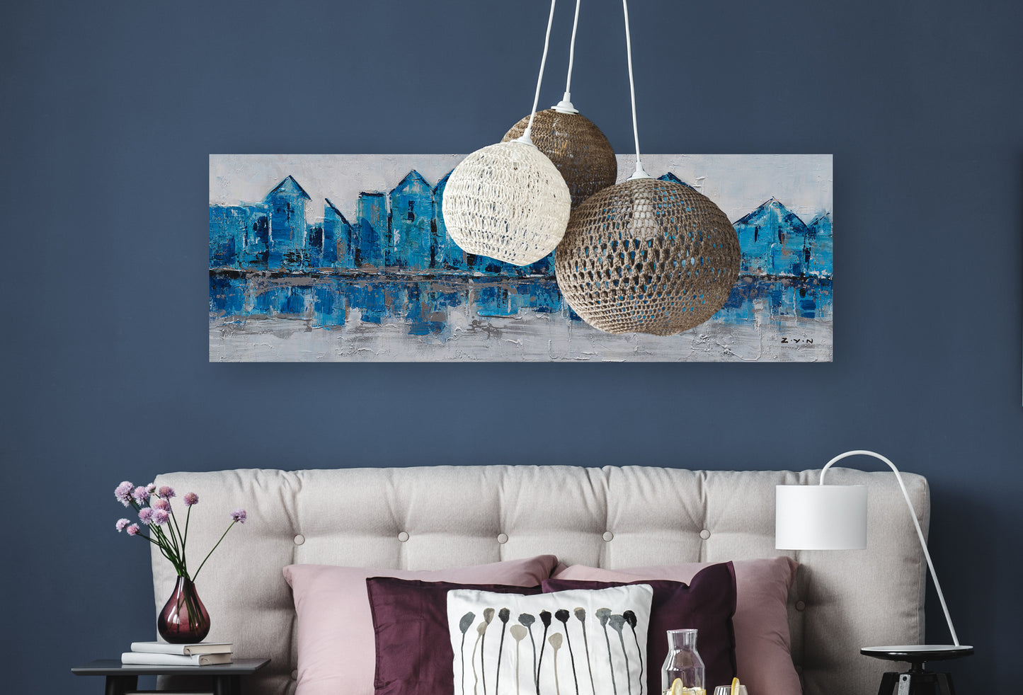 "Shades of Blue" Hand Painted on Wrapped Canvas
