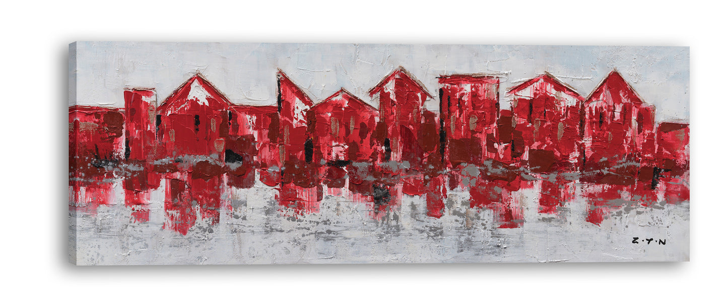 "Shades of Red" Hand Painted on Wrapped Canvas