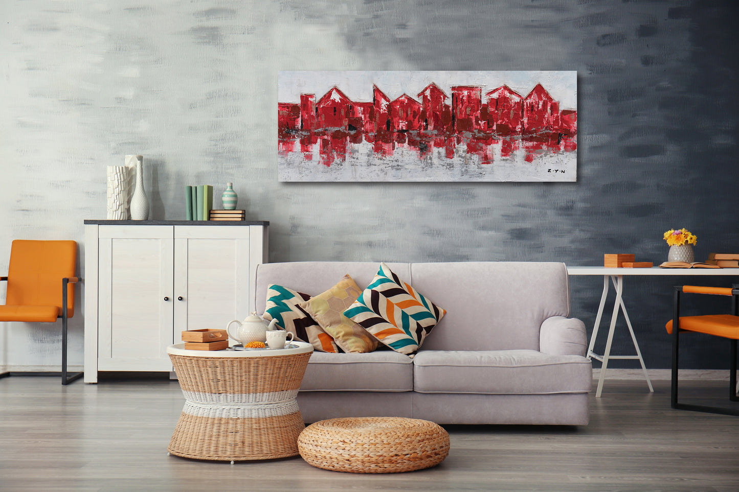 "Shades of Red" Hand Painted on Wrapped Canvas