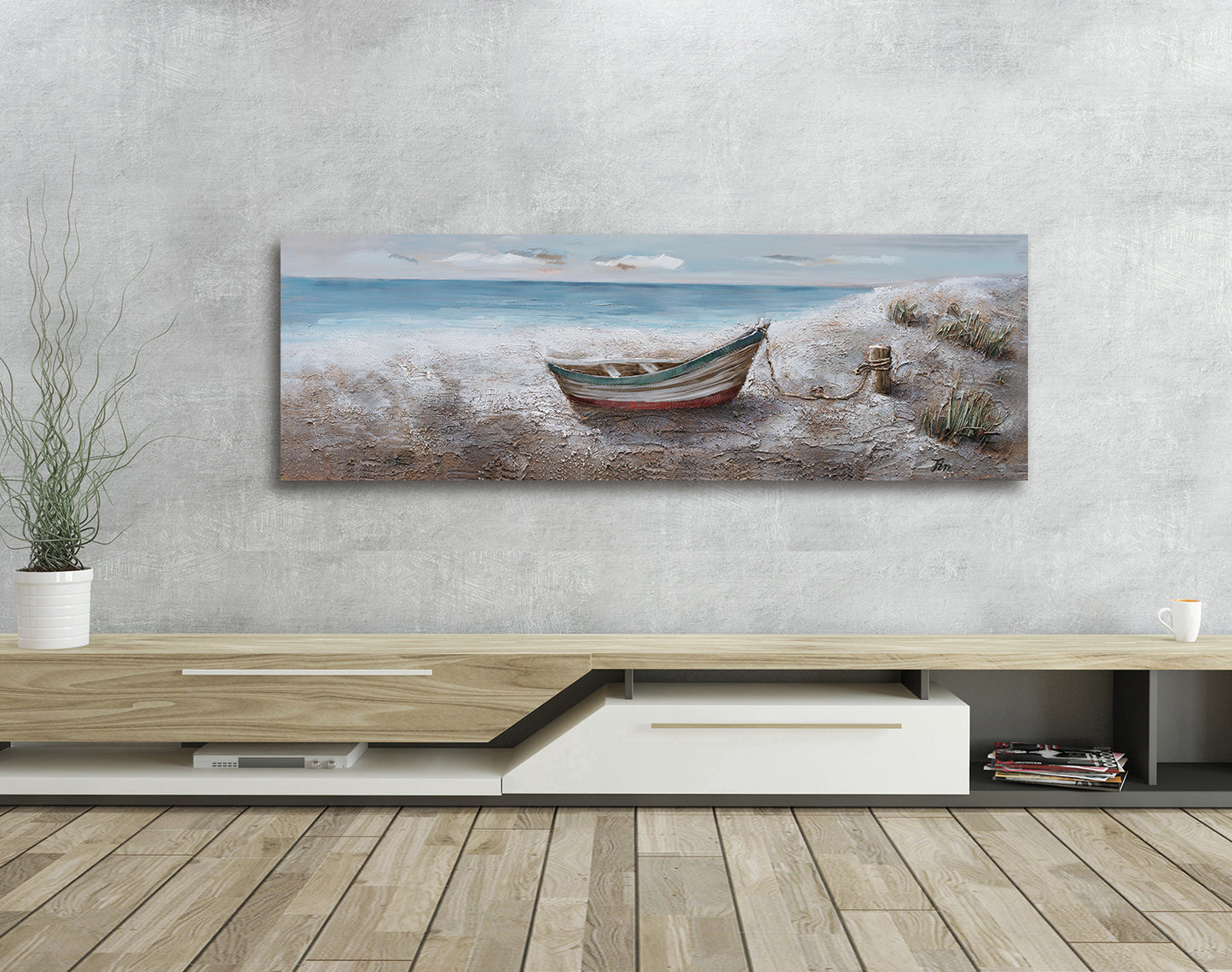 "Boat at the Lake" Hand Painted on Wrapped Canvas