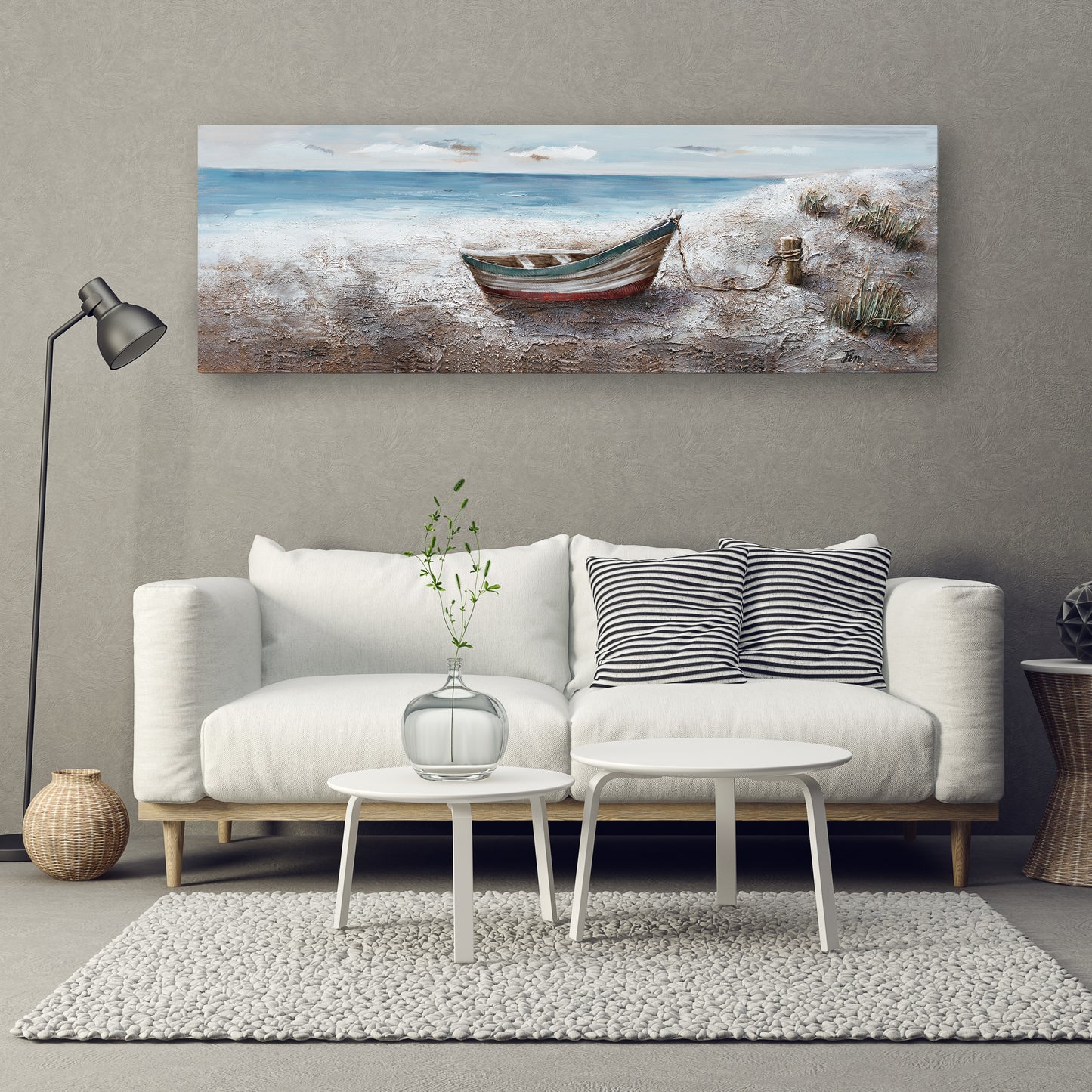 "Boat at the Lake" Hand Painted on Wrapped Canvas