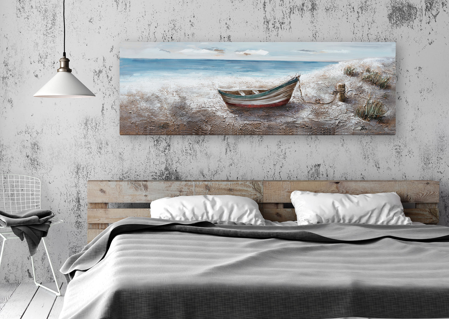 "Boat at the Lake" Hand Painted on Wrapped Canvas