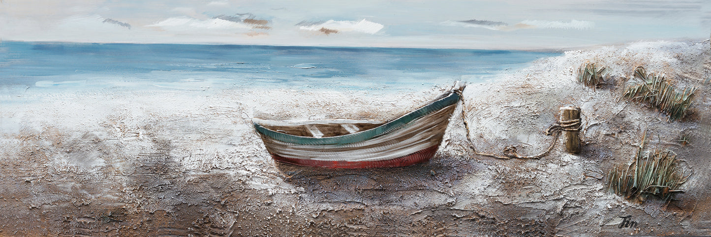 "Boat at the Lake" Hand Painted on Wrapped Canvas