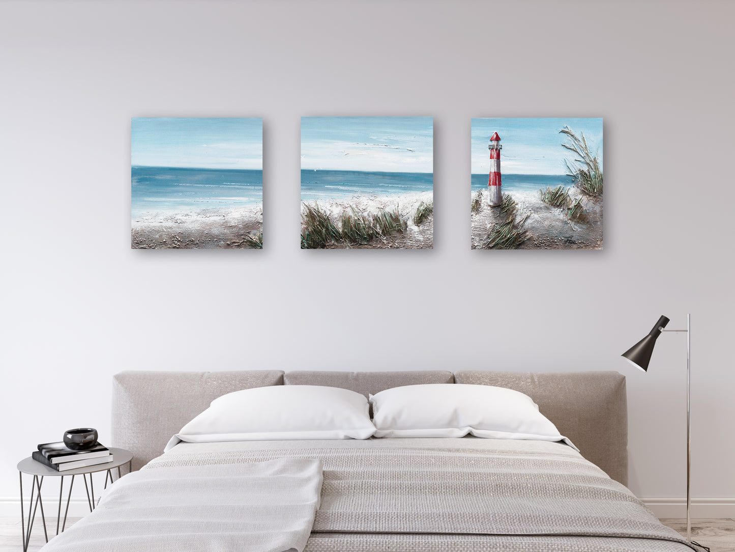 "The Lighthouse II" Hand Painted on Wrapped Canvas , 20"H x 20"W x 1.5"D-3piece