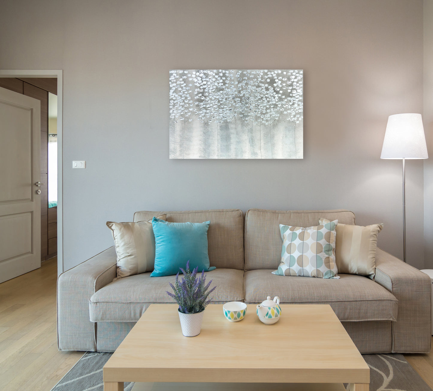 "Silver Forest" Hand Painted on Wrapped Canvas