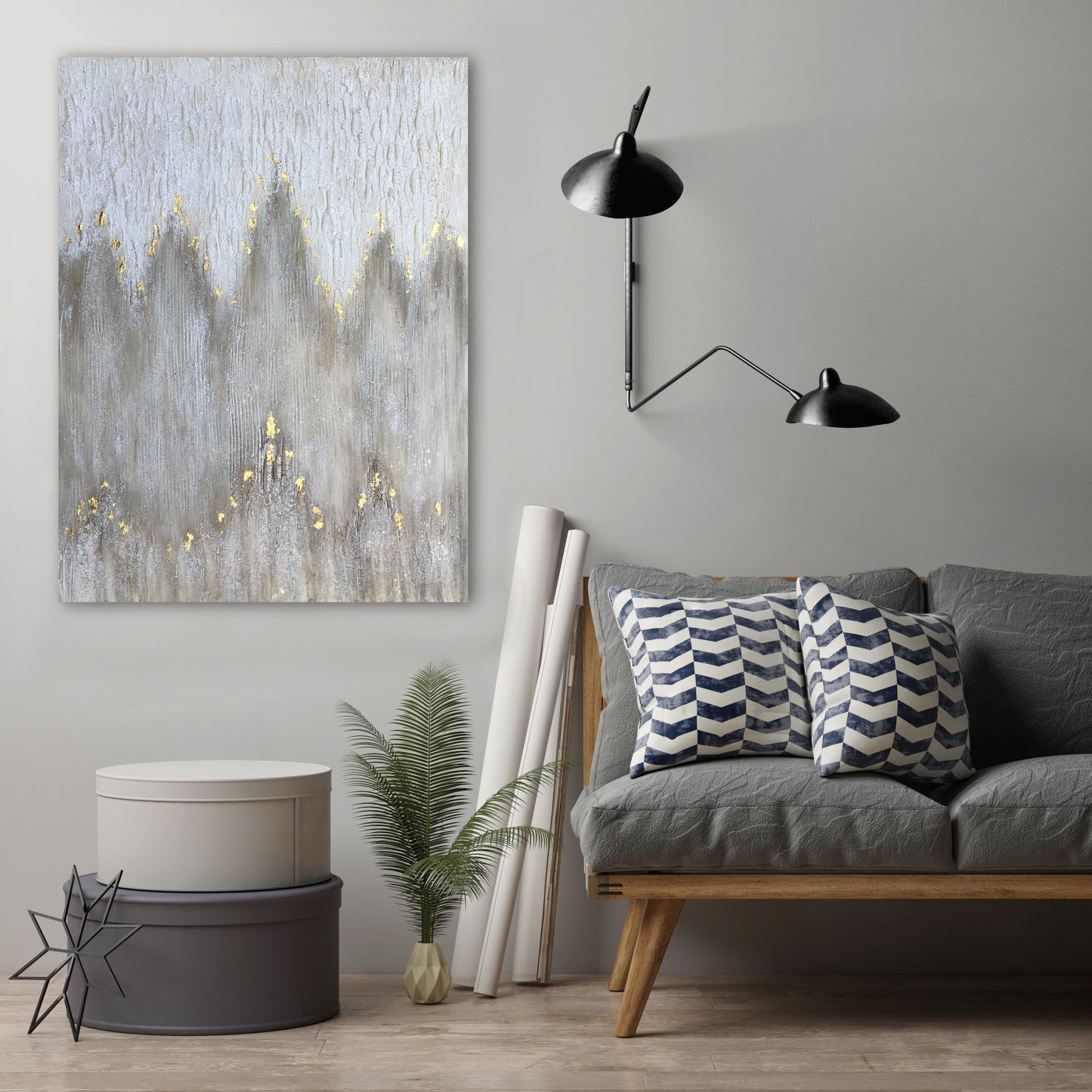 "Abstract Gold Flakes" Hand Painted on Wrapped Canvas