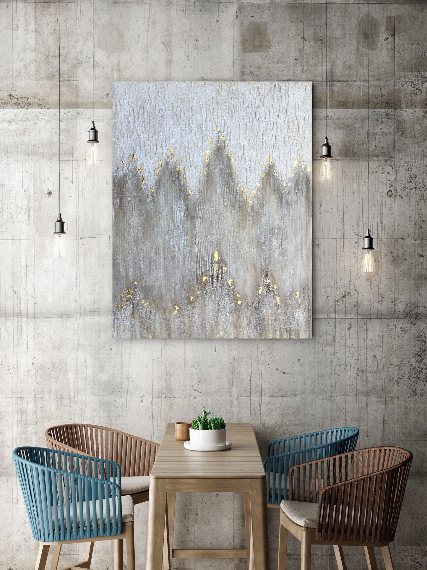 "Abstract Gold Flakes" Hand Painted on Wrapped Canvas
