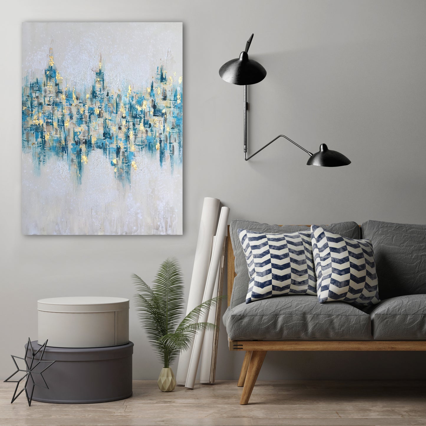 "Abstract Glistening Lights" Hand Painted on Wrapped Canvas