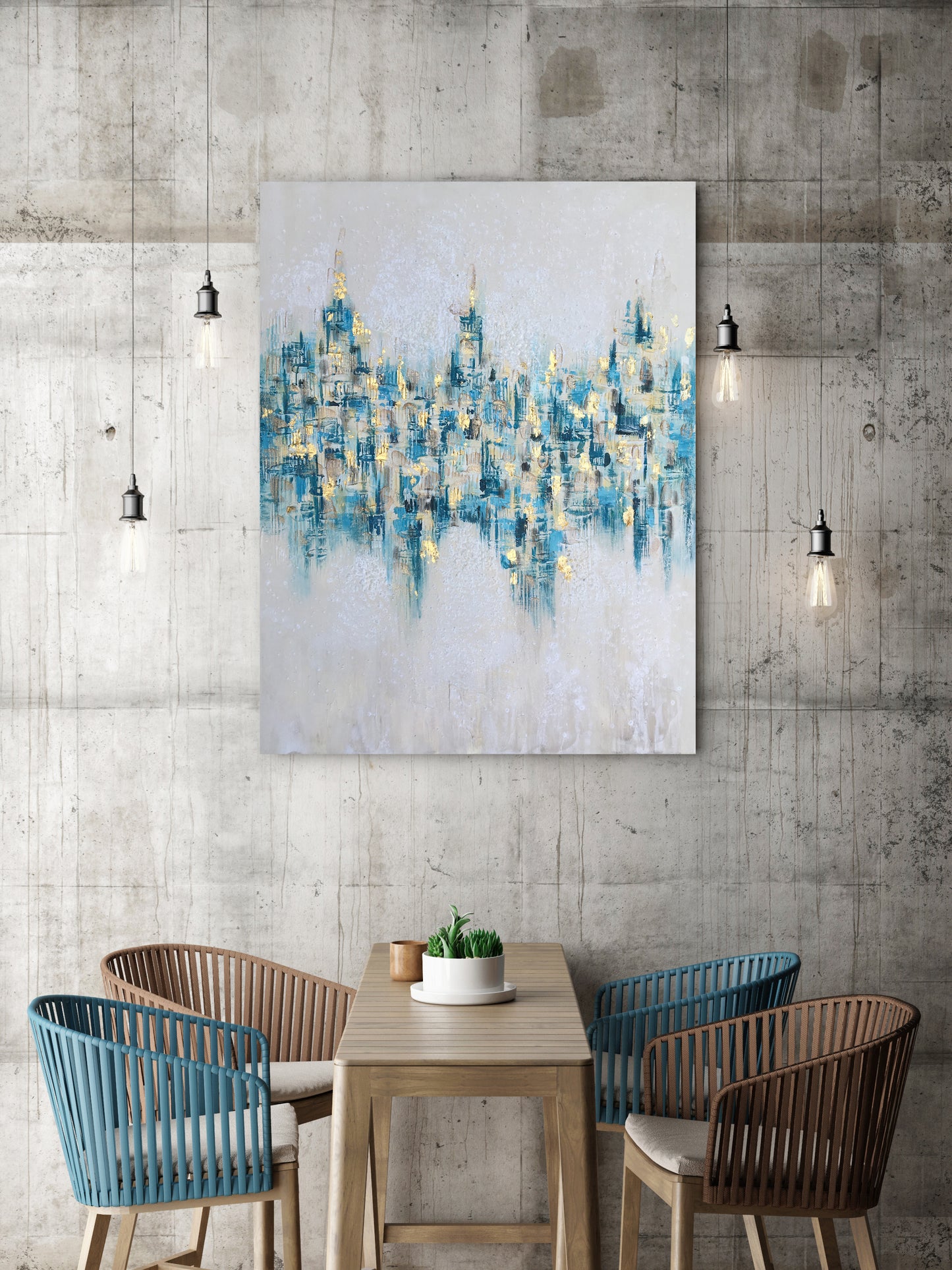 "Abstract Glistening Lights" Hand Painted on Wrapped Canvas