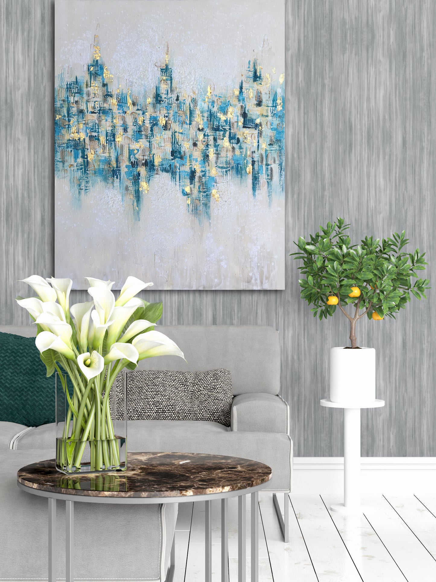 "Abstract Glistening Lights" Hand Painted on Wrapped Canvas