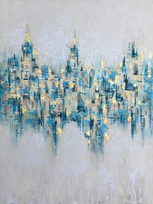 "Abstract Glistening Lights" Hand Painted on Wrapped Canvas