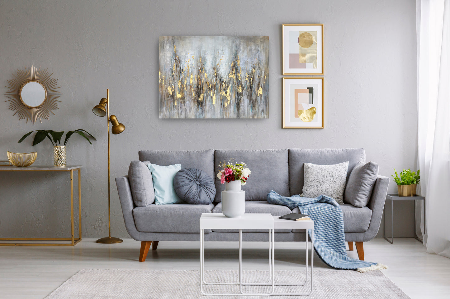 "Abstract Gleaming Gold" Hand Painted on Wrapped Canvas