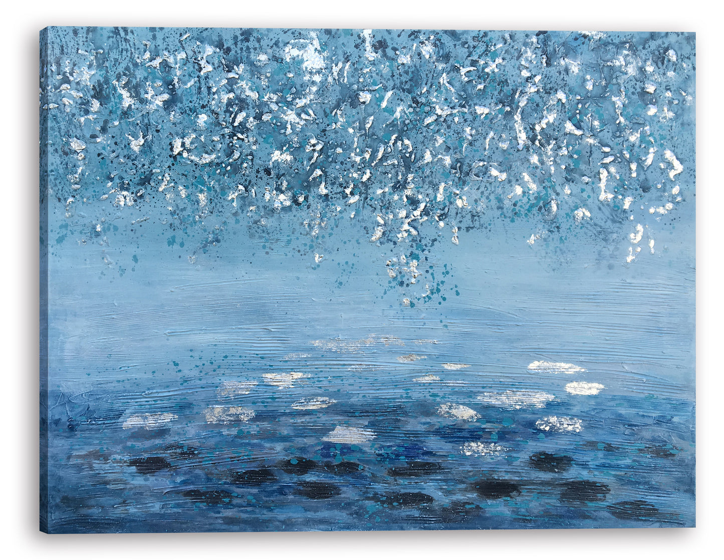 "Shades of Blue Waters" Hand Painted on Wrapped Canvas