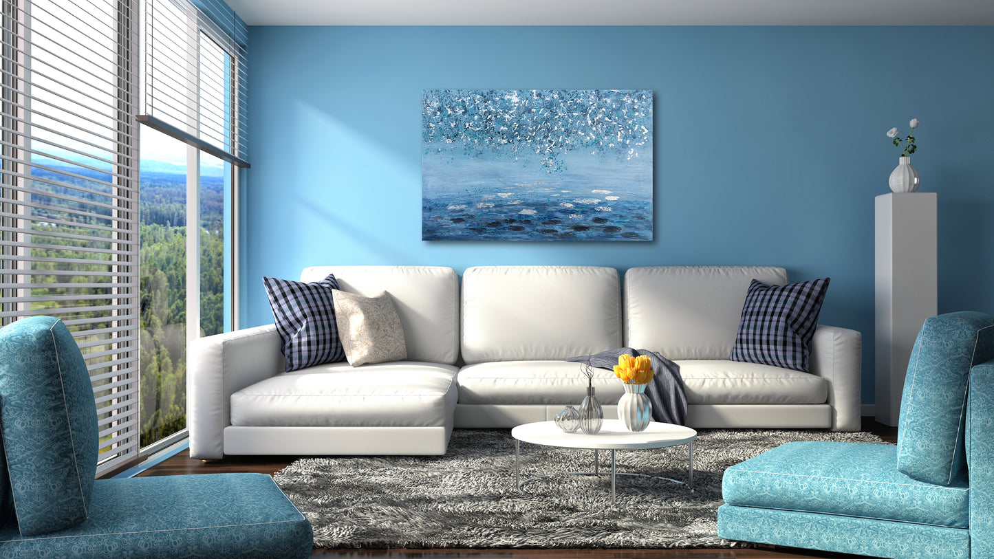 "Shades of Blue Waters" Hand Painted on Wrapped Canvas