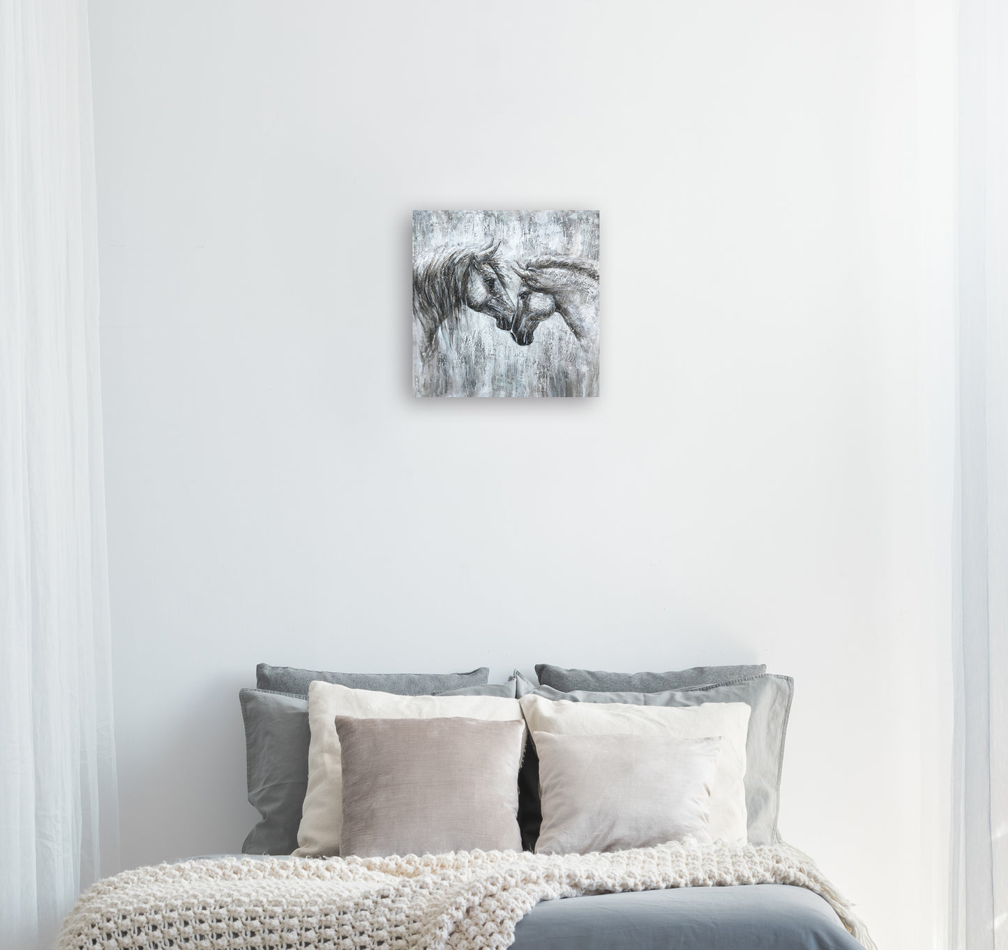 Horse art "Love and Faith" hand-painted on Wrapped Canvas