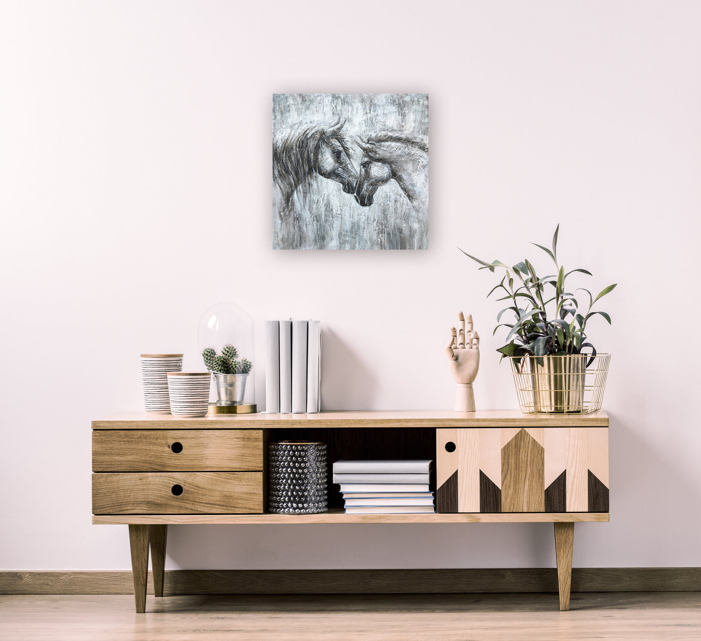 Horse art "Love and Faith" hand-painted on Wrapped Canvas