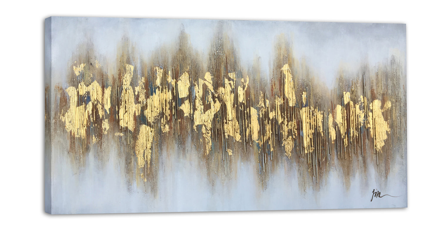 "Beaming Gold Flakes" Hand Painted on Wrapped Canvas