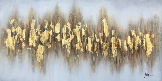 "Beaming Gold Flakes" Hand Painted on Wrapped Canvas
