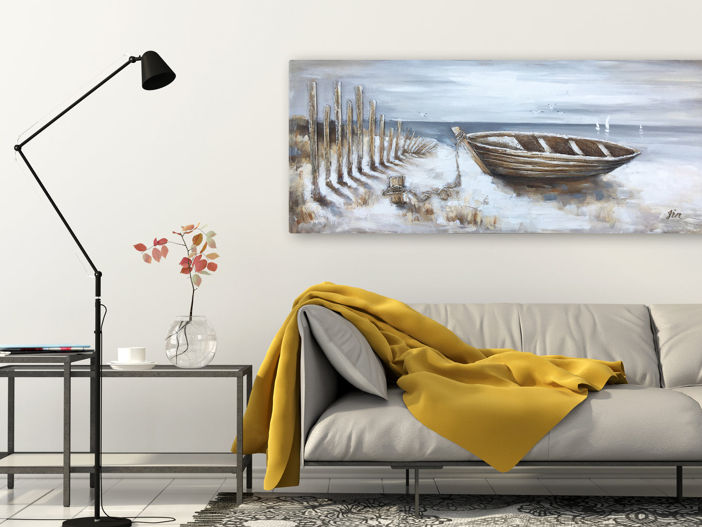 "Wooden Boat" Hand Painted on Wrapped Canvas