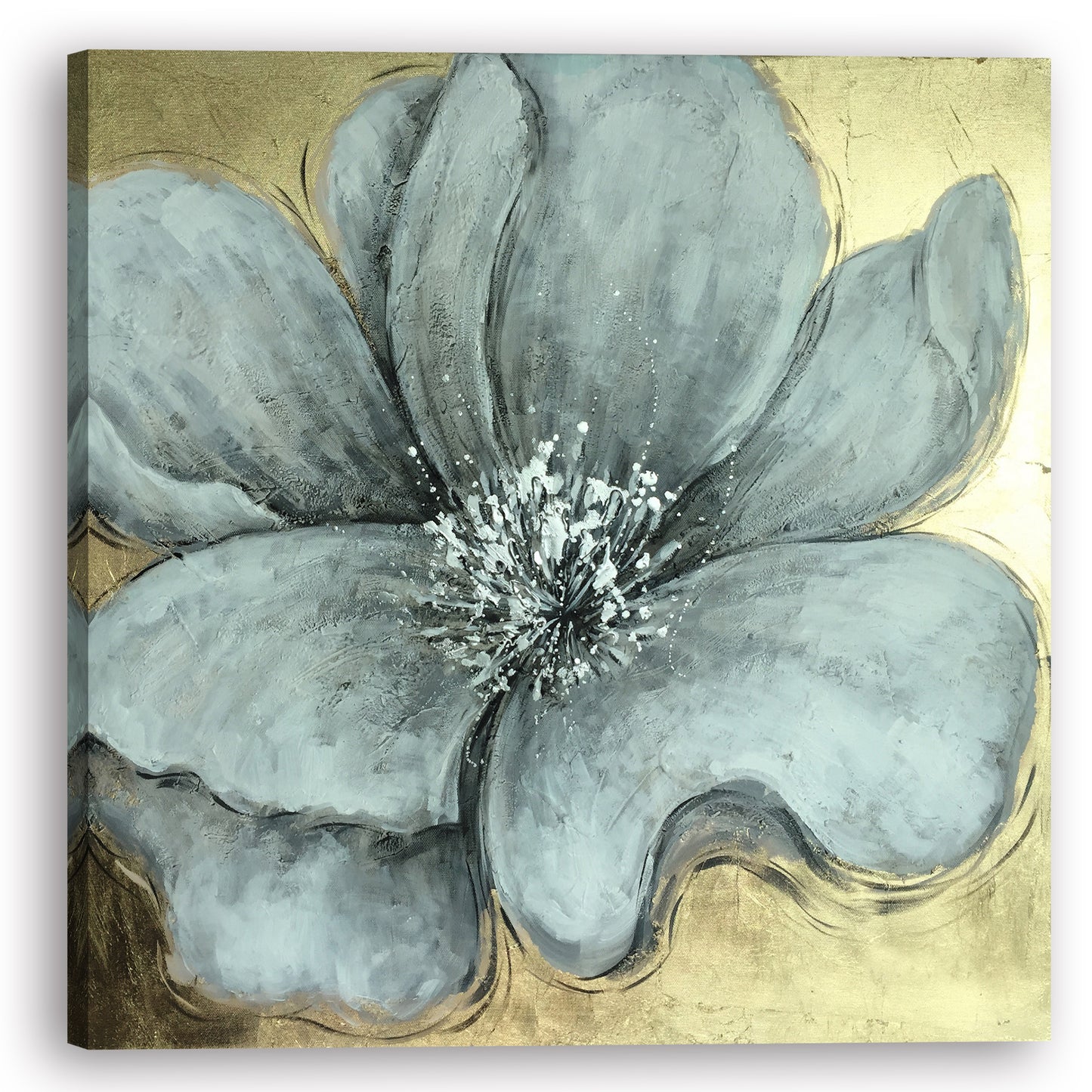 "Gold Flower"Hand Painted on Wrapped Canvas
