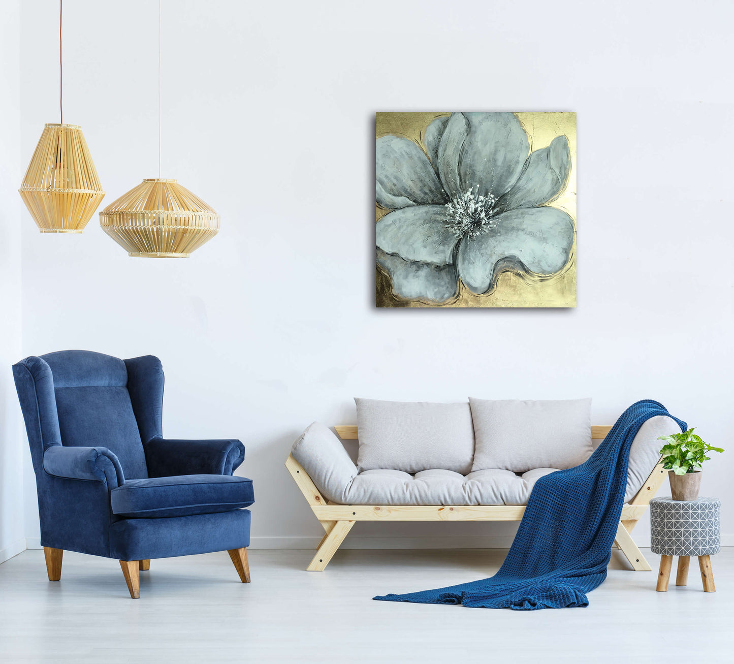 "Gold Flower"Hand Painted on Wrapped Canvas