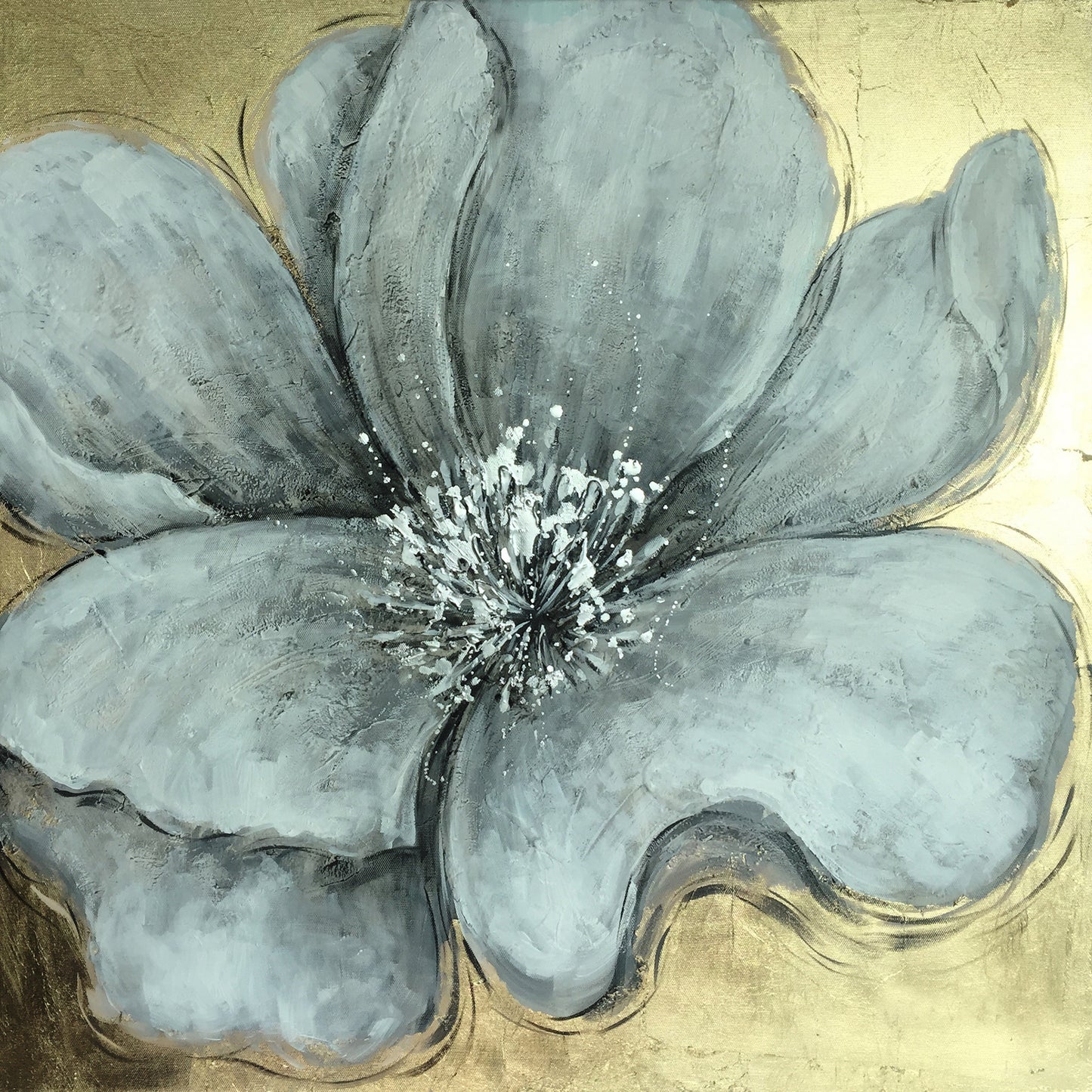 "Gold Flower"Hand Painted on Wrapped Canvas