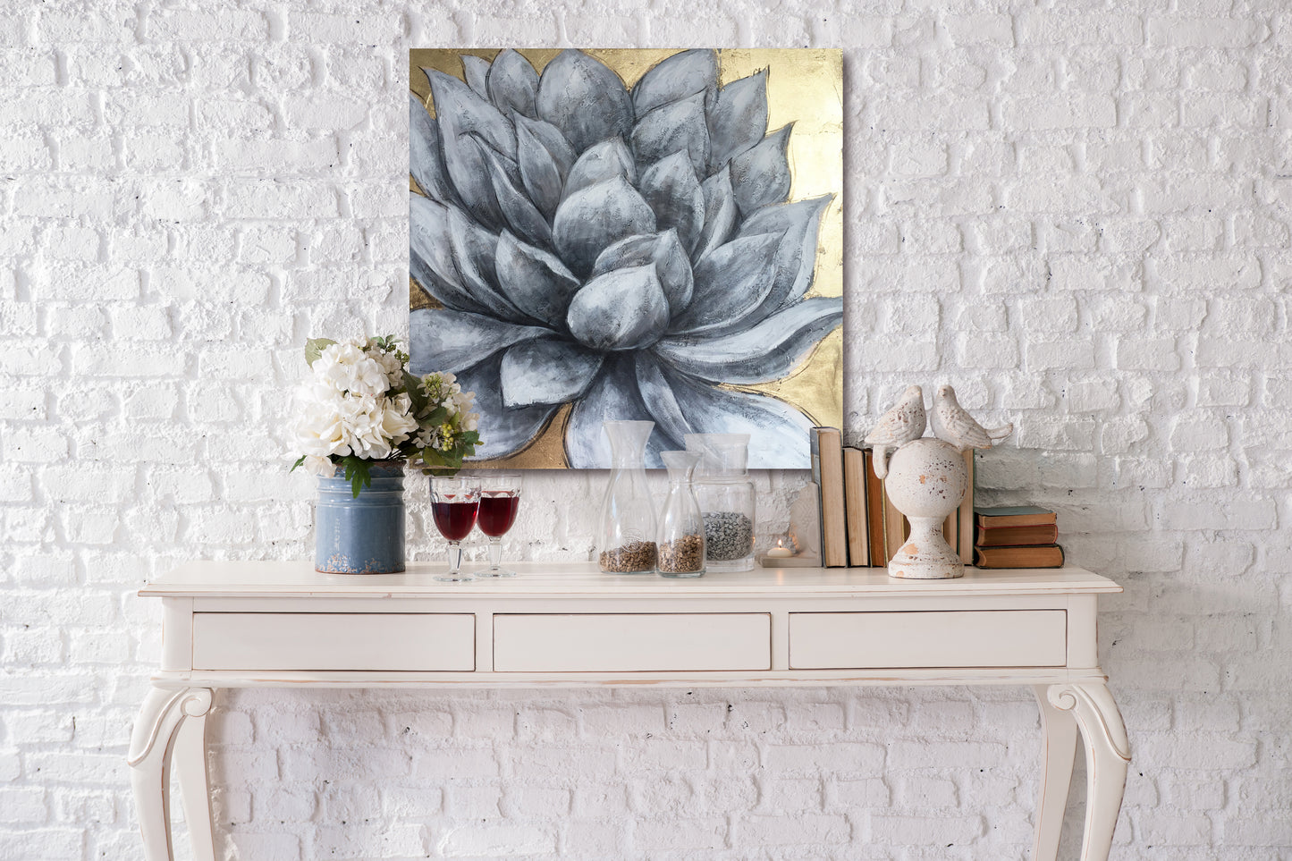 "Gold Agave" Hand Painted on Wrapped Canvas
