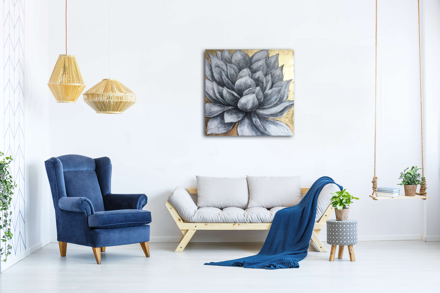 "Gold Agave" Hand Painted on Wrapped Canvas
