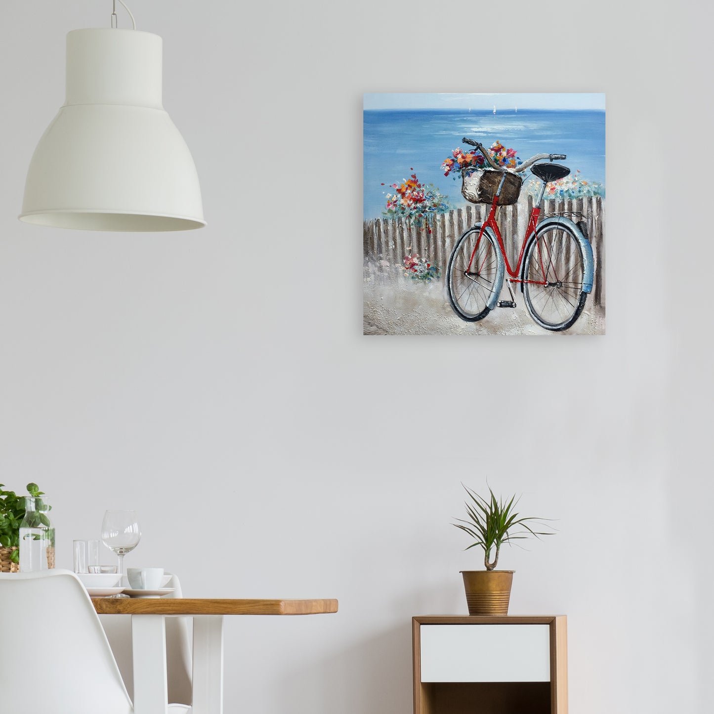 "Flowers & Bicycles on Coastal" Hand painted on Wrapped Canvas