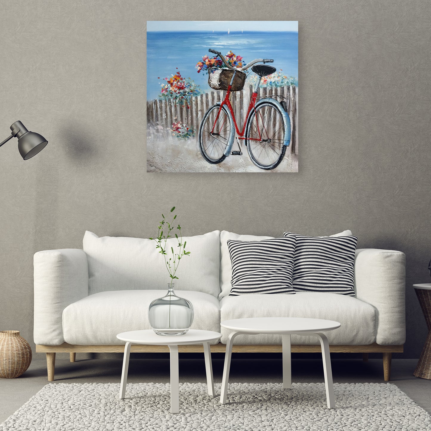 "Flowers & Bicycles on Coastal" Hand painted on Wrapped Canvas