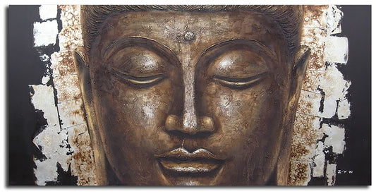 Hand Painted "Buddha" Oil on Canvas Original, Canvas Wall Art for Living Room, Bedroom, Office, Bar - Wrapped Canvas Art
